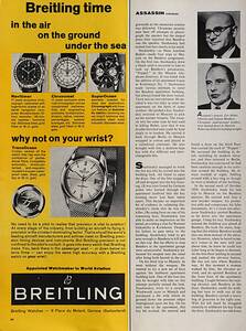 稀少！1962年ブライトリング 時計広告/Breitling Navitimer/TransOcean/Chronomat/SuperOcean/Watch/Y