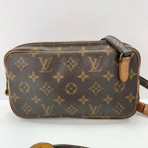 1円 ルイヴィトン Louis Vuitton マルリーバンドリエール ポシェット PVC レザー ブラウン モノグラム YH558