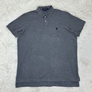 YT2269 U.S. POLO ASSN. ユーエスポロアッスン ポロシャツ サイズ2XL 半袖 グレー サイドスリット 大きいサイズ US古着