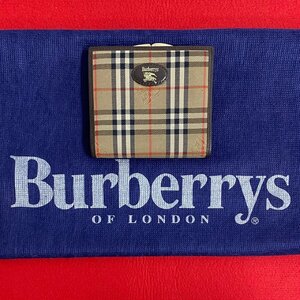 ほぼ未使用 Burberrys バーバリーズ ヴィンテージ ノバチェック キャンバス レザー 本革 がま口 二つ折り財布 ウォレット ブラウン 43597