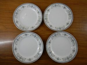 昭和レトロ　Kakumo china 平皿プレート060301 4枚　青い花模様　食器　21xh2cm 　日本製　