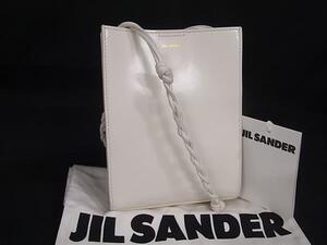 1円 ■美品■ JIL SANDER ジルサンダー レザー ショルダーバッグ クロスボディ 斜め掛けかばん レディース ホワイト系 FI4655