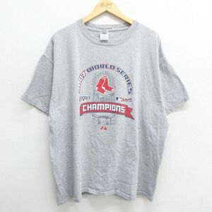 XL/古着 半袖 ビンテージ Tシャツ メンズ 00s MLB ボストンレッドソックス ワールドシリーズ 大きいサイズ クルーネック グレー 霜降り