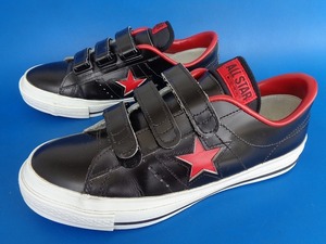 14284■美品 日本製 CONVERSE ONESTAR V-3 コンバース ワンスター ベルクロ ベルト 黒 赤 26.5 8