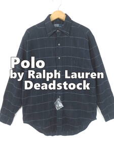 90s ポロバイラルフローレン デッドストック ★ チェック ネルシャツ LOWELL SPORT ★ Polo by Ralph Lauren 未使用 紺 メンズ USA 古着