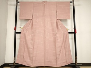 平和屋着物■上質な色無地　亀甲花地紋　洗柿色　正絹　逸品　AAAM1245Abw