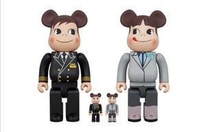 ＜ANAオリジナル＞BE@RBRICK for ANA CAPTAIN ポコちゃん & CA10代目 ペコちゃん 100％ & 400％ 4体セット ベアブリック フィギュア