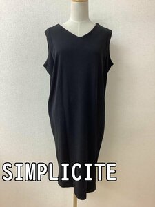 シンプリシティエ SIMPLICITE カットソー生地ワンピース 黒 コクーン型