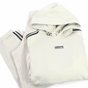 極美品 モンクレール ジーニアス 3 adidas 2022年製 HOODIE/JERSEY BOTTOMS パーカー ジャージ セットアップ アイボリー系 L/S 伊製 正規品