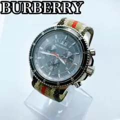 BURBERRY バーバリー　クロノグラフ　コットンレザーベルト　メンズ　腕時計