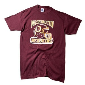 NFL! 80s 90s USA製 LOGO 7 ヴィンテージ WASHINGTON REDSKINS カレッジ プリント 半袖 Tシャツ エンジ色 Lサイズ メンズ アメカジ 古着