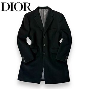 【美品】Christian Dior ディオール ウール チェスター コート ジャケット ハーフコート グレー ブラック 48サイズ イタリア製