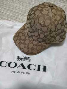 新品 未使用 定価28600 COACH シグネチャー モノグラム キャップ 帽子 コーチ レザー 綿 ベージュ 男女兼用 国内正規品 56-60cm