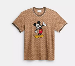 2025ss　US限定　　【直営モデル】　COACH Disney X Coach Signature Mickey Mouse T Shirt　CY566　　LAから本物をお届け！