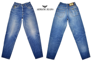 K-4654★ARMANI JEANS アルマーニジーンズ★90s イタリア製 ヴィンテージ 当時物 濃紺デニム テーパード スリム ジーンズ W-31