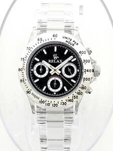 【激安1円】RELAX リラックス 王冠ロゴ D2 腕時計 クロノ 希少性・人気が高く今後においても素晴らしいお時計 黒文字盤 世田谷ベース