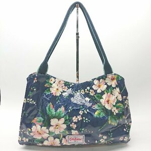 ◇ Cath Kidston キャスキッドソンスキッド 花柄 総柄 収納 仕切り バッグ ネイビー系 レディース E