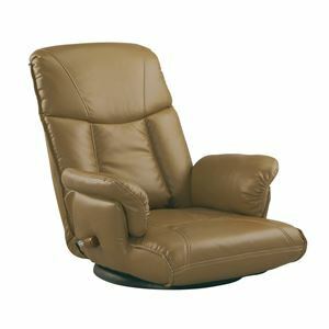 【新品】座椅子 幅62cm ブラウン 合皮 肘付 13段リクライニング ハイバック 360度回転 日本製 スーパーソフトレザー座椅子 楓 完成品