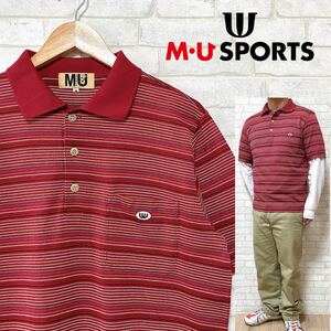 MU SPORTS ミエコウエサコ マルチカラー ボーダー ポロシャツ 日本製