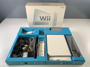 ★通電確認済み Nintendo 任天堂 ニンテンドー Wii セット ホワイト ゲーム機 RVL-001 ゲーム機 リモコン ヌンチャク 中古品 管理L486