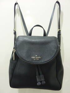 ◇kate spade NEW YORK◇#2708 ケイトスペードニューヨーク レザーリュックサック ブラック レディースバッグ 中古品