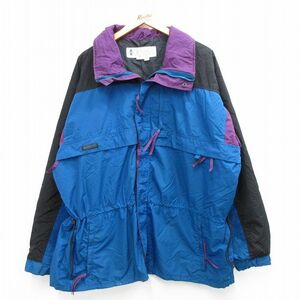 XL/古着 コロンビア 長袖 ナイロン ジャケット メンズ 90s ワンポイントロゴ 大きいサイズ マルチカラー 紺他 ネイビー 23nov09 中古