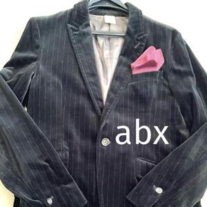 メンズ ジャケット abx エービーエックス ベルベット ストライプ　メンズ　ジャケット　ブラック