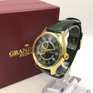 ○R241-236 GRANDEUR/グランドール 3針 メンズ 自動巻き 腕時計 レザーベルト GRP 013 付属品あり 稼働品