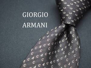 美品【GIORGIO ARMANI ジョルジオアルマーニ】 C1722 ブラック ロゴ SILK ブランド ネクタイ 古着 良品