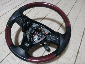 美品 19系 レクサスGS 後期 純正ステアリング 赤木目 GRS191 GWS191 GS350 GS430 GS450h GS460 動作確認済