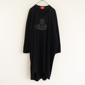 ヴィヴィアンウエストウッド Vivienne Westwood *パイルオーブ刺繍ワイドTシャツワンピース*00黒ブラック(33-2411-393)【80L42】