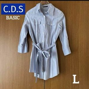 ◇ C.D.S BASIC デニム調2wayブラウス　L