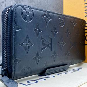 【未使用/定価18.5万/RFID搭載/箱袋】ルイヴィトン LOUISVUITTON モノグラム シャドウ ジッピー ヴェルティカル M62902 メンズ 長財布 黒