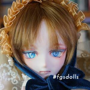 【fgsdolls】DDH-07（SW肌）カスタムヘッド＋手書きアイ1種＋おまけウィッグ※難あり