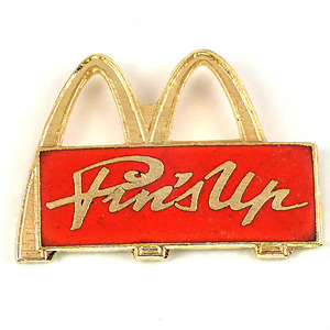 ピンバッジ・マクドナルドＭ金色ピンバッジクラブ赤 MC-DONALDS PINS-CLUB PINS-UP FRANCE◆フランス限定ピンズ