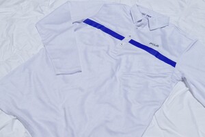 B品★KFF10★FILA GOLF★フィラゴルフ★ダイヤ柄ジャガード長袖ポロシャツ★L/WT