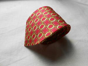 E19美品スペイン製総柄丸模様素敵な厚手ネクタイ赤