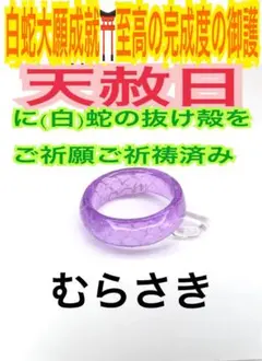 むらさき✨第7チャクラ✨蛇の抜け殻✨太✨白蛇の指輪お守り【天赦日ご祈祷済み】A