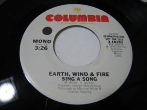 【7”】●白プロモ MONO/STEREO● EARTH, WIND & FIRE / SING A SONG US盤 アース・ウインド＆ファイアー シング・ア・ソング