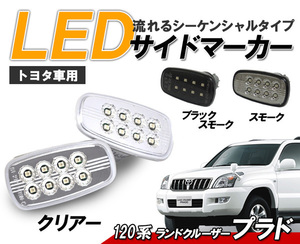 トヨタ ランクルプラド(120系) 流れるウインカー シーケンシャル LEDサイドマーカー　新品左右セット クリアータイプ クリスタルアイ