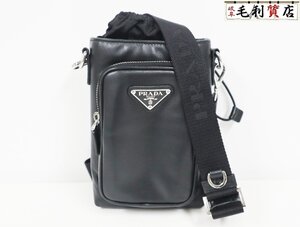 プラダ PRADA レザー スマートフォンケース 2ZH155 2CND F0002 ブラック レザー 極上美品 ショルダーバッグ バッグ