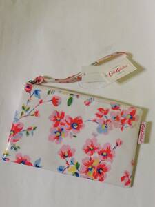 【未使用美品新品】キャス・キッドソン Cath Kidston ポーチ ケース マルチ ファスナー ジップ 花柄 ホワイト 白 タグ付き