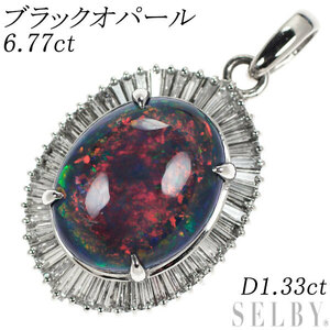 Pt900 ブラックオパール ダイヤモンド ペンダントトップ 6.77ct D1.33ct ロケットタイプ 新入荷 出品1週目 SELBY