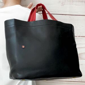 極美品/A4●バリー BALLY トートバッグ ハンドバッグ メンズ ビジネス 大容量 書類かばん レザー 本革 黒 ブラック ロゴ金具 トレスポ