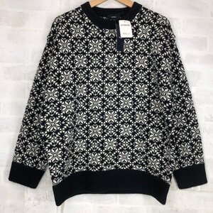 SHIPS シップス タグ付き リラックスフィット ノルディック柄 クルーネック ニット セーター SIZE: M ネイビー MH632024120307