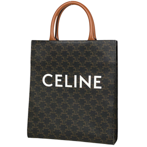 セリーヌ CELINE スモール バーティカル カバ 2WAY ショルダーバッグ トリオンフ トートバッグ コーティングキャンバス タン レディー 中古