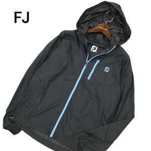 FJ FOOT JOY フットジョイ 通年 ナイロン★ フルジップ フーディー パーカー Sz.M　メンズ 黒 ゴルフ　C4T03957_4#O