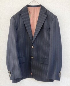 美品　英国製　DORMEUIL TROPICAL AMADEUS Firm Line　ストライプ　テーラードジャケット　グレー　メンズ　男性用　フリーサイズ