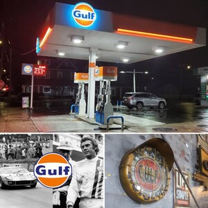 アメリカンガレージ GULF ウォールクロック 壁掛け時計 ガルフガレージ雑貨 アメリカン雑貨 アメリカンヴィンテージな家 インダストリアル 