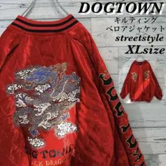 【豪華刺繍】DOGTOWN キルティング 中綿 ベロアジャケット XL